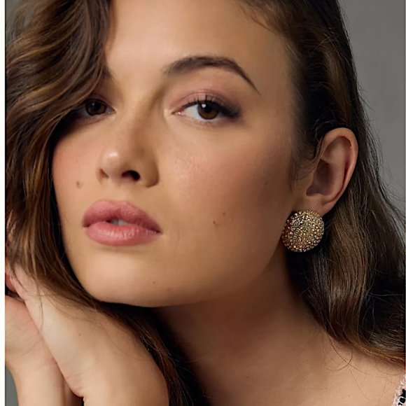 New ~ Anthropologie Rhinestone Disco Ball Post Earrings - Picture 2 of 10